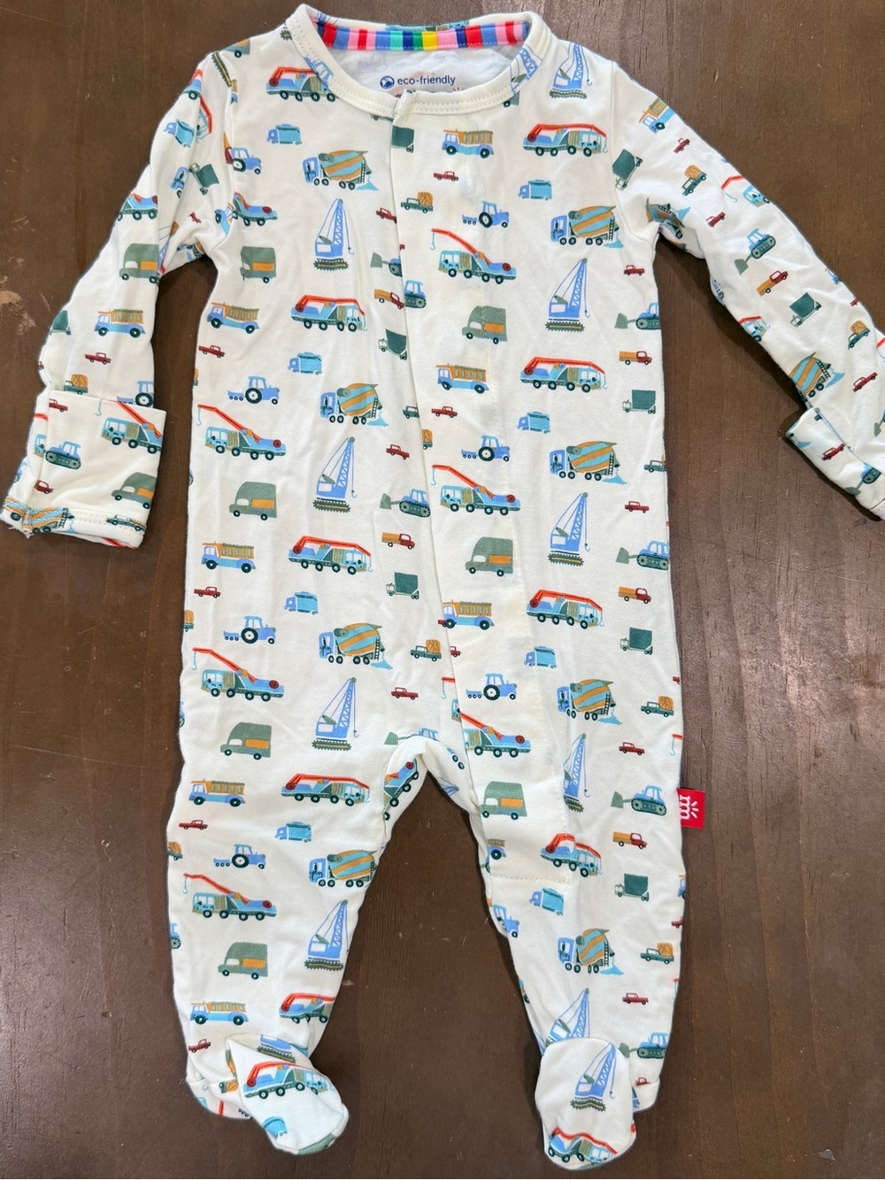 Magnetic Me Cream Footie with Colorful Vehicle Print
